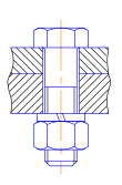 Bolted joint in vertical section